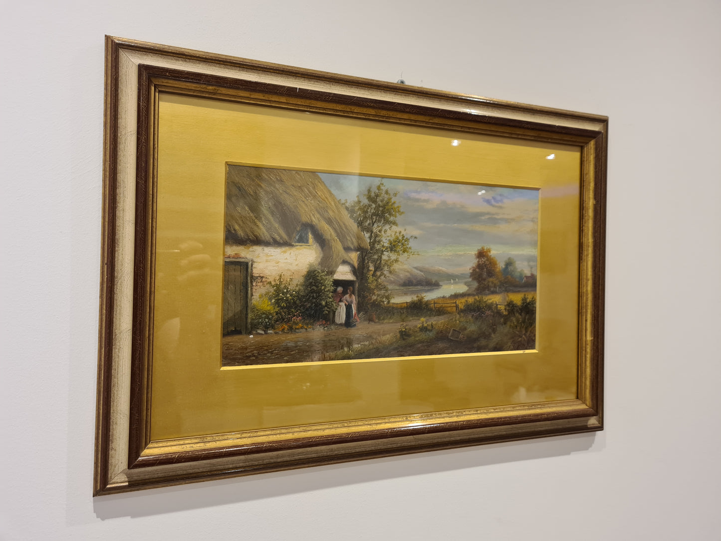 Öl-Gemälde „Landschaft mit Personen “ im Holzrahmen 58x45cm