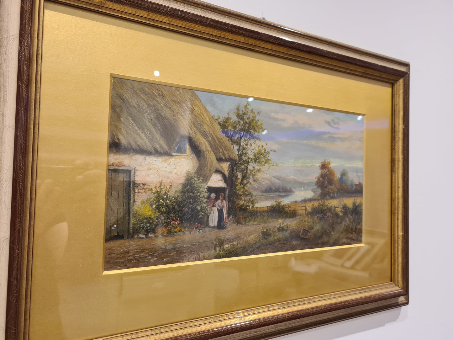 Öl-Gemälde „Landschaft mit Personen “ im Holzrahmen 58x45cm