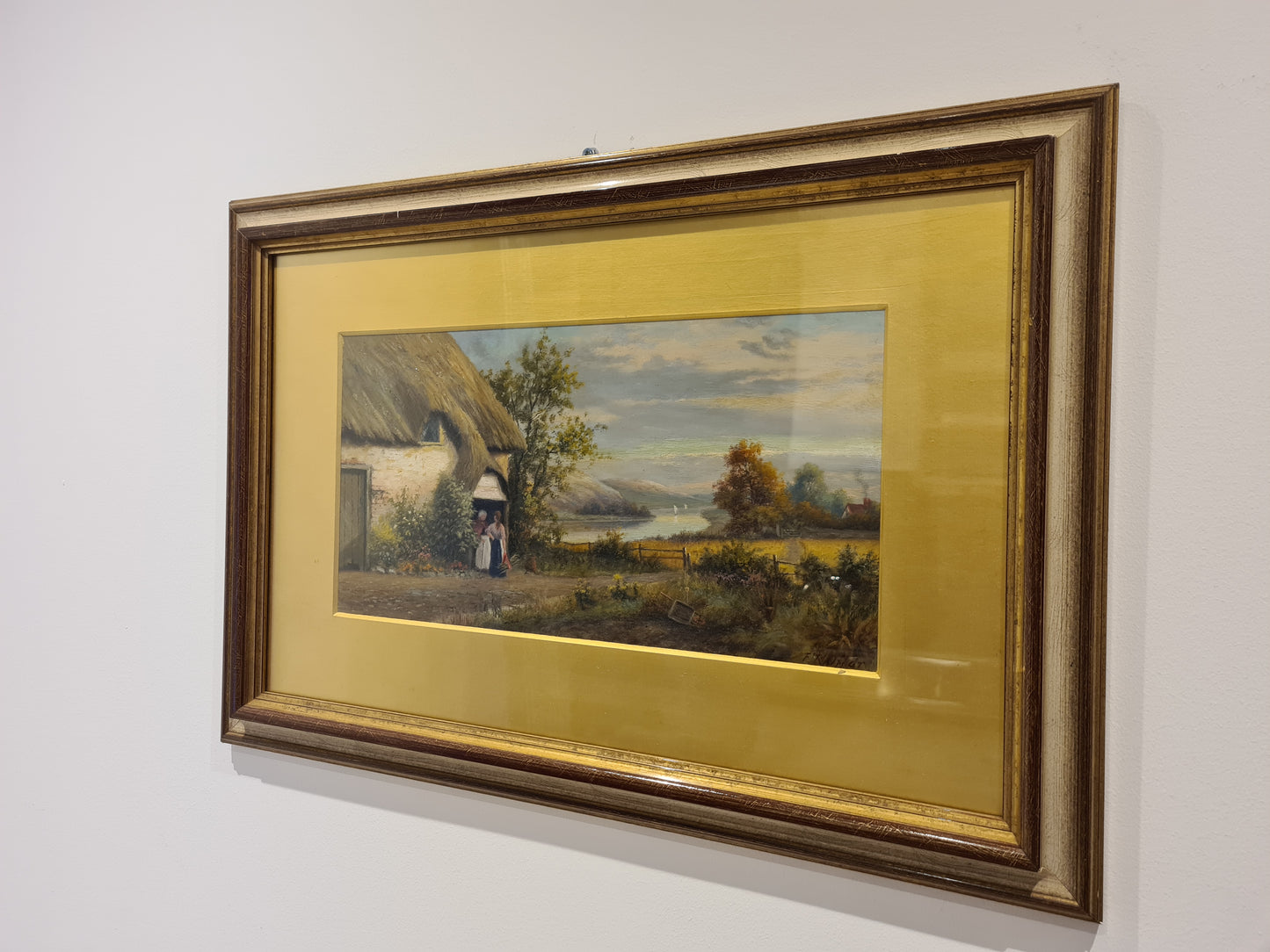 Öl-Gemälde „Landschaft mit Personen “ im Holzrahmen 58x45cm