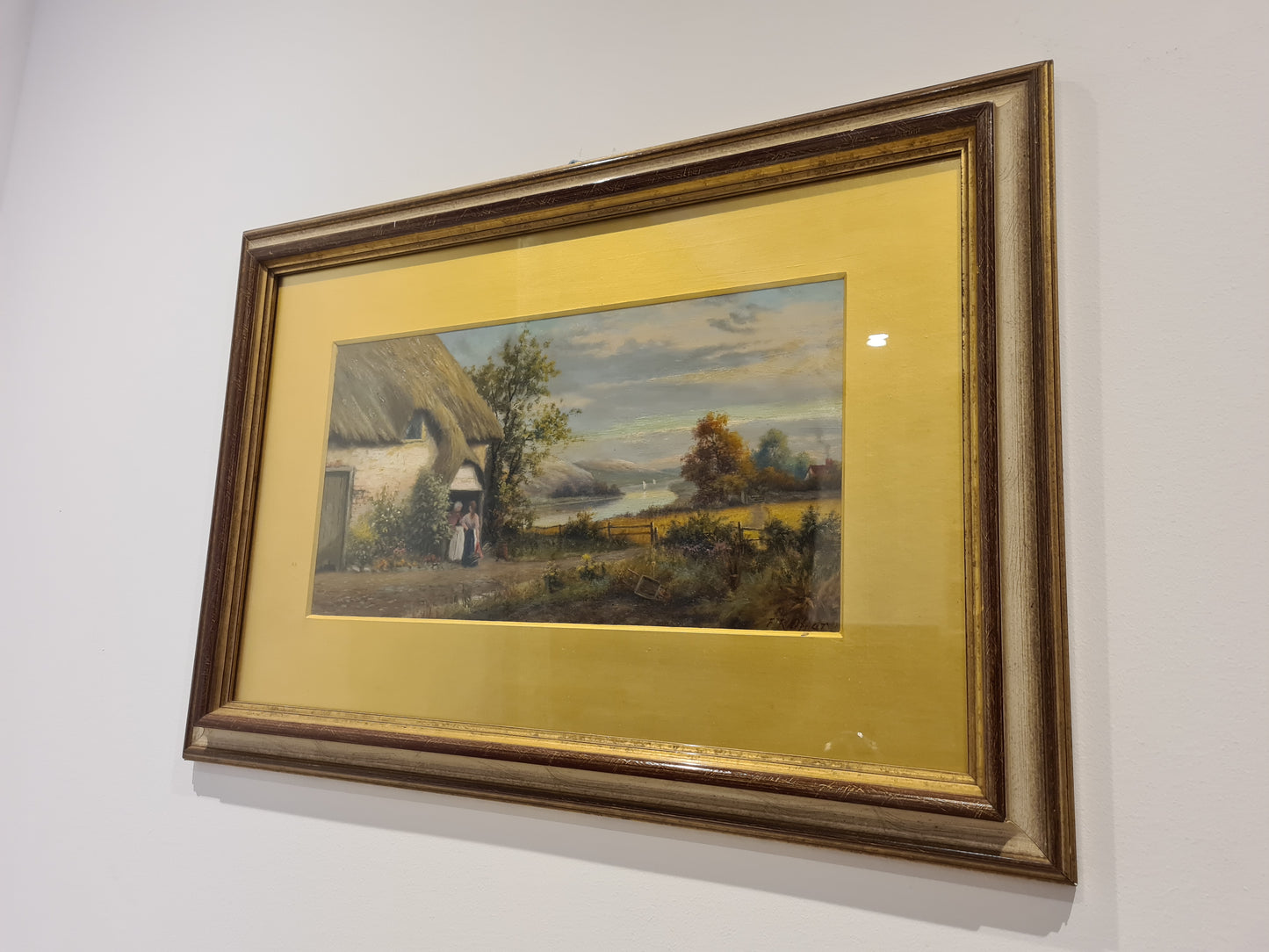 Öl-Gemälde „Landschaft mit Personen “ im Holzrahmen 58x45cm