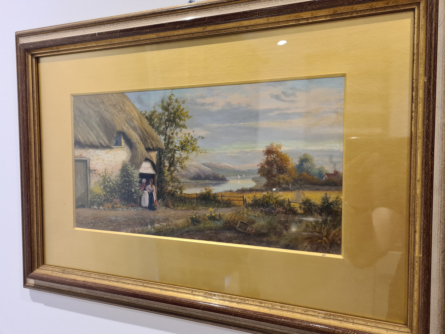 Öl-Gemälde „Landschaft mit Personen “ im Holzrahmen 58x45cm