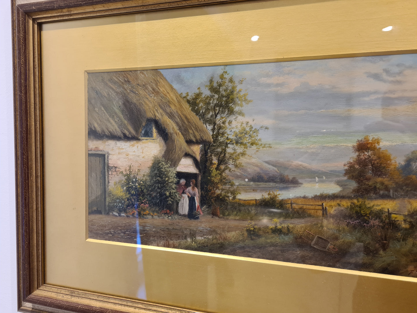 Öl-Gemälde „Landschaft mit Personen “ im Holzrahmen 58x45cm