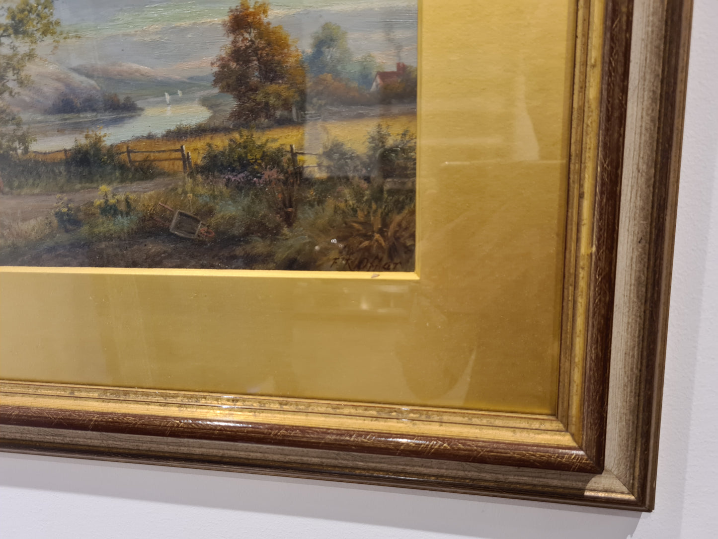 Öl-Gemälde „Landschaft mit Personen “ im Holzrahmen 58x45cm