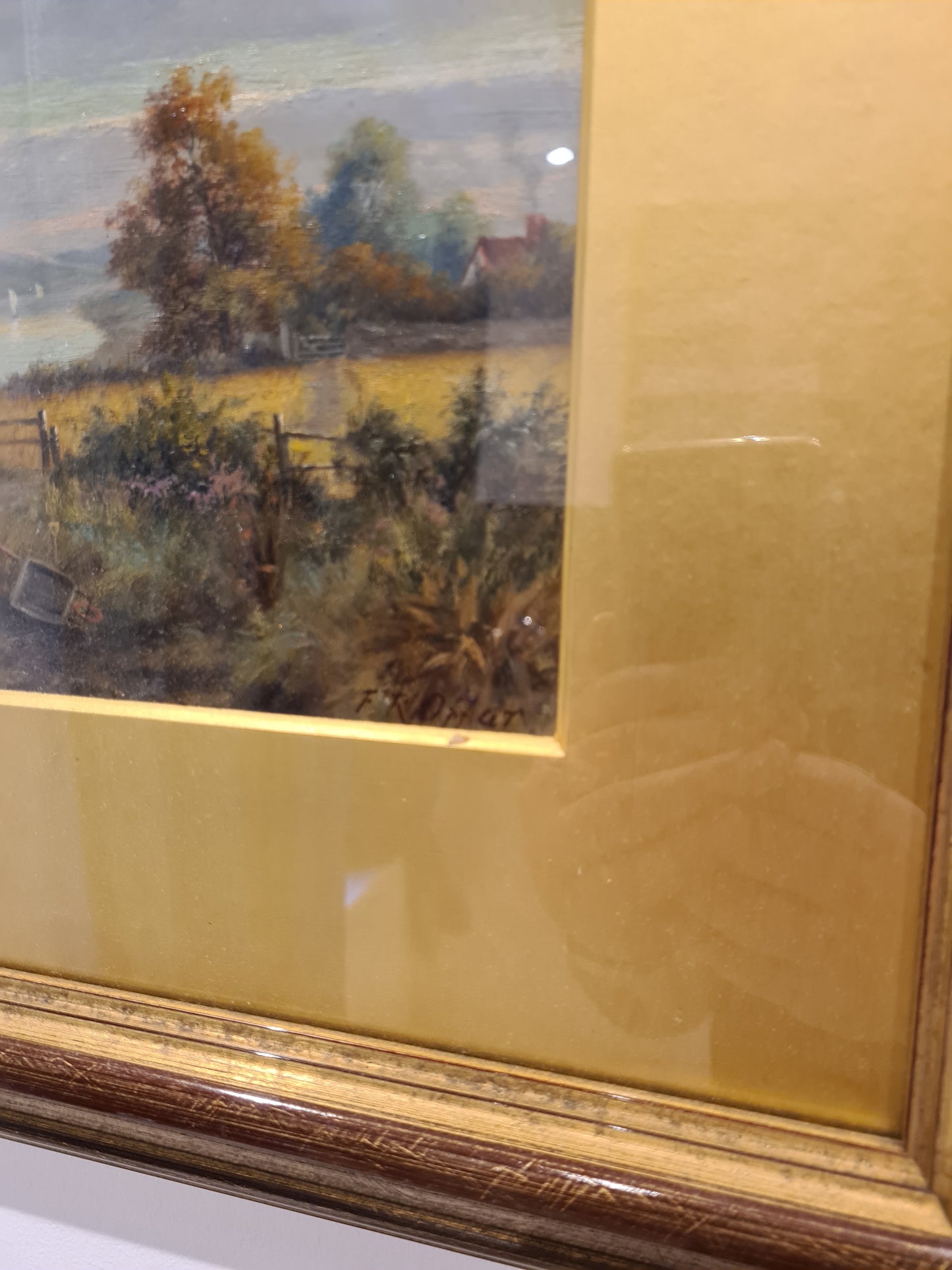 Öl-Gemälde „Landschaft mit Personen “ im Holzrahmen 58x45cm