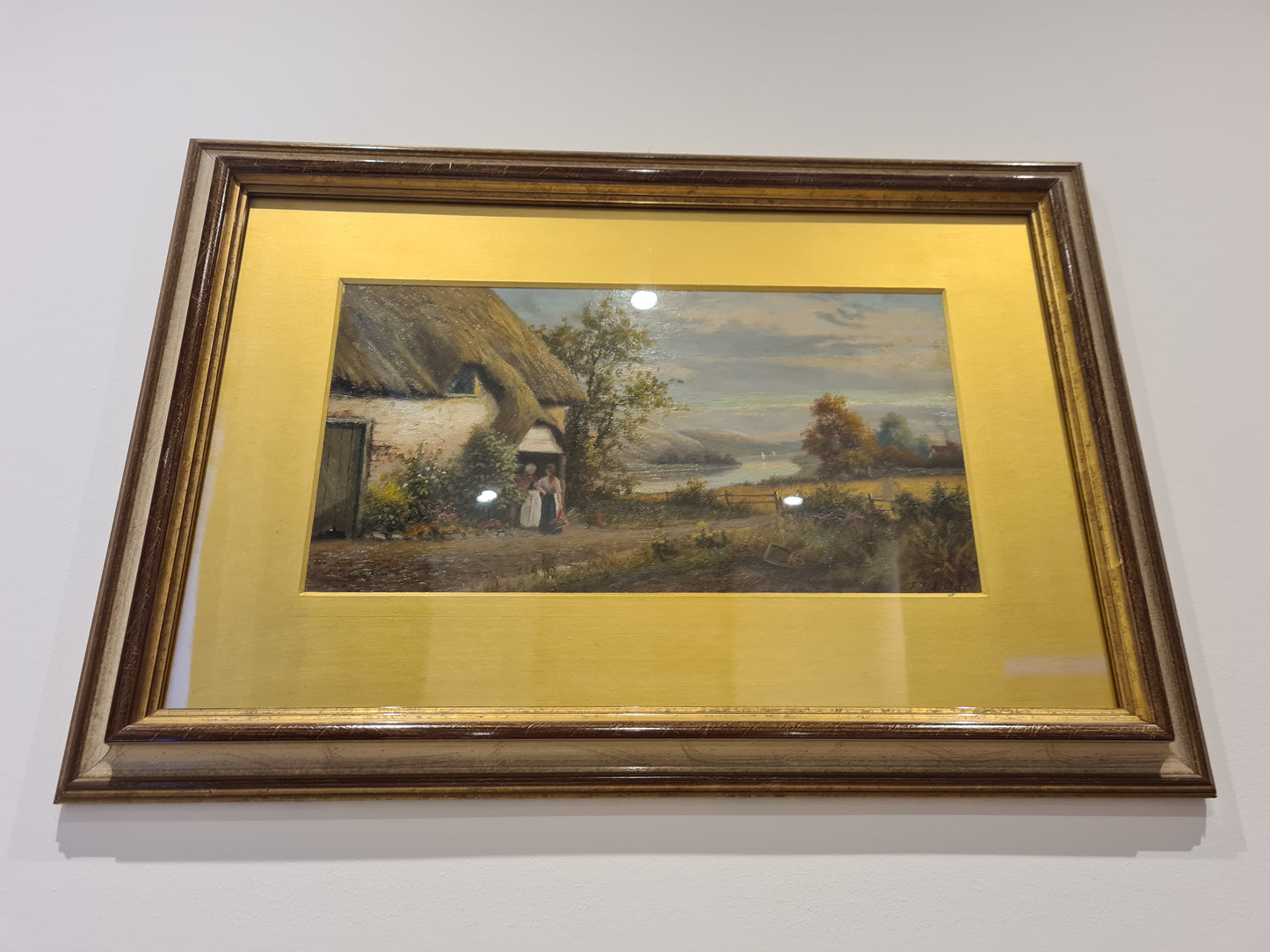 Öl-Gemälde „Landschaft mit Personen “ im Holzrahmen 58x45cm