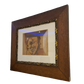 Original Zeichnung Radierung signiert Holzrahmen Porträt 72x62cm