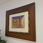 Original Zeichnung Radierung signiert Holzrahmen Porträt 72x62cm