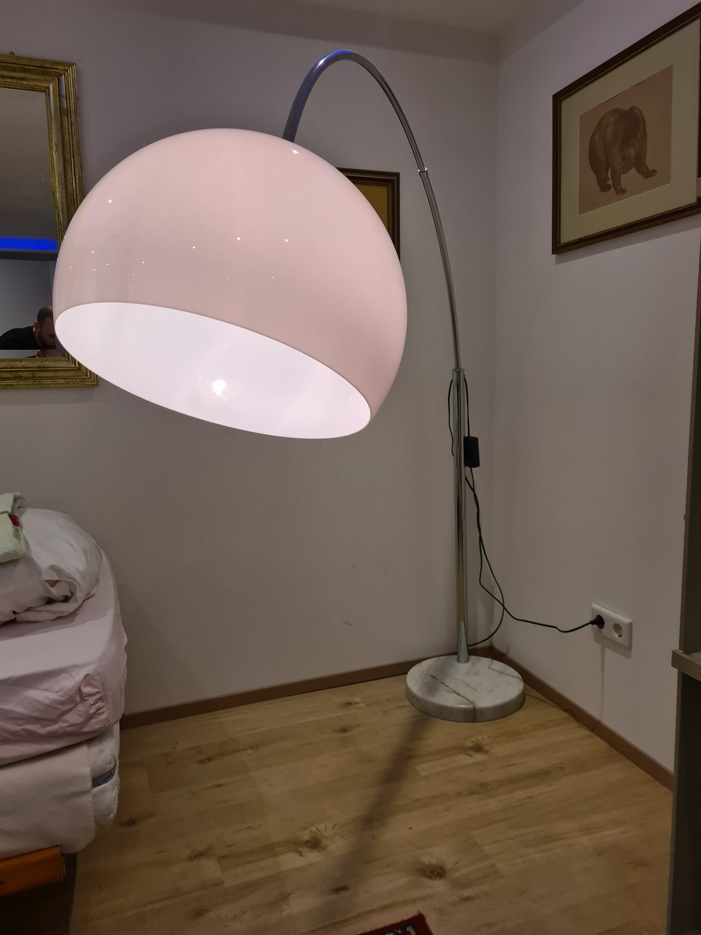 Design Bogenlampe Stehlampe mit Marmorsockel 160cm