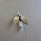 Vogel-Brosche mit Emaille & Strass – Goldblauer Vintage-Charme