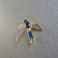 Vogel-Brosche mit Emaille & Strass – Goldblauer Vintage-Charme