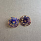 Elegante Cloisonné-Ohrringe mit Blütenmotiv – Gold & Blau