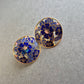 Elegante Cloisonné-Ohrringe mit Blütenmotiv – Gold & Blau