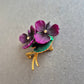 Vintage Veilchen-Brosche mit Emaille – Florales Schmuckstück in Lila