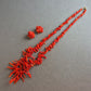 Vintage Korallen-Schmuckset – Kette & Ohrclips aus roter Astkoralle