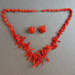 Vintage Korallen-Schmuckset – Kette & Ohrclips aus roter Astkoralle