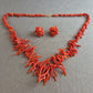 Vintage Korallen-Schmuckset – Kette & Ohrclips aus roter Astkoralle