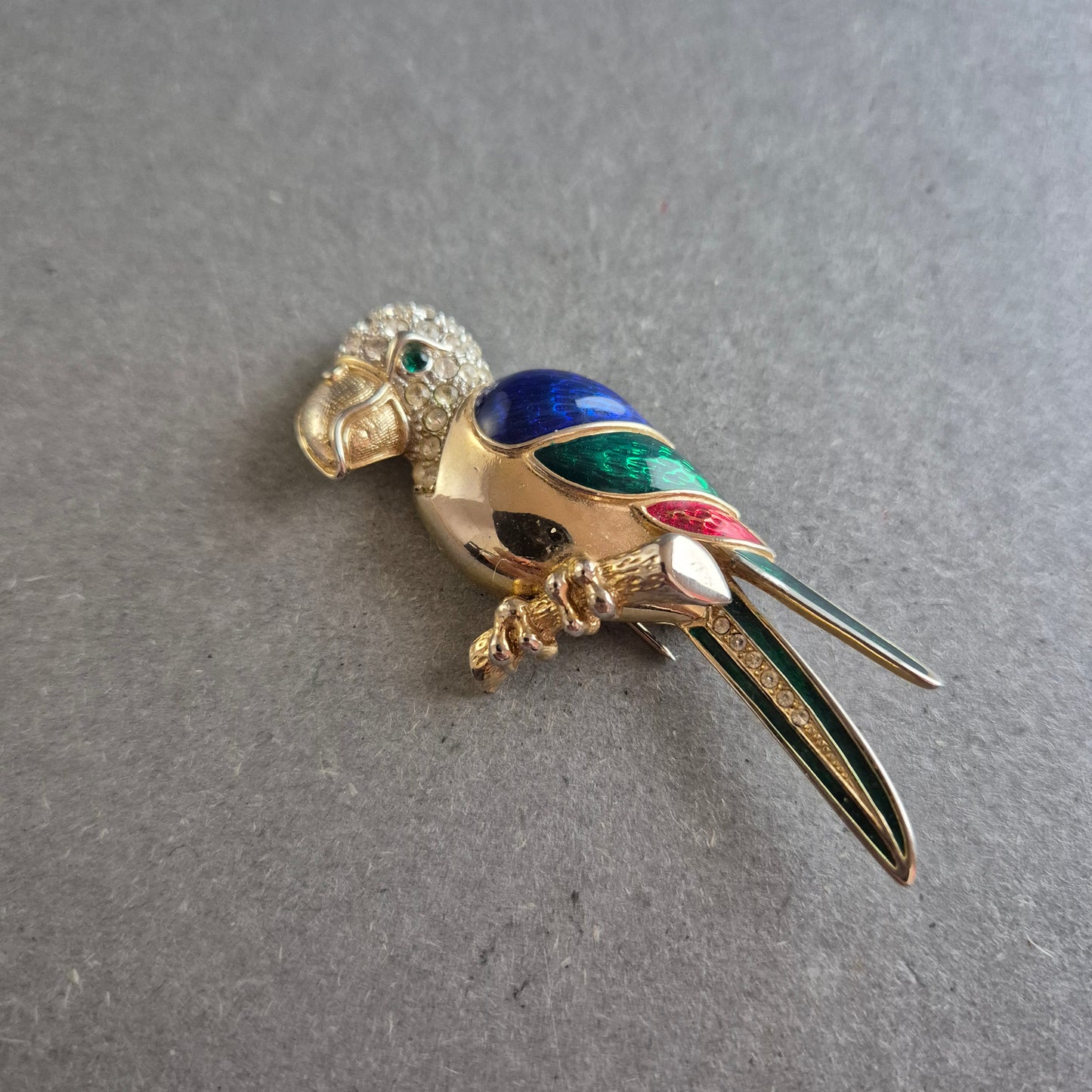 Papagei-Brosche bunt emailliert & Strass