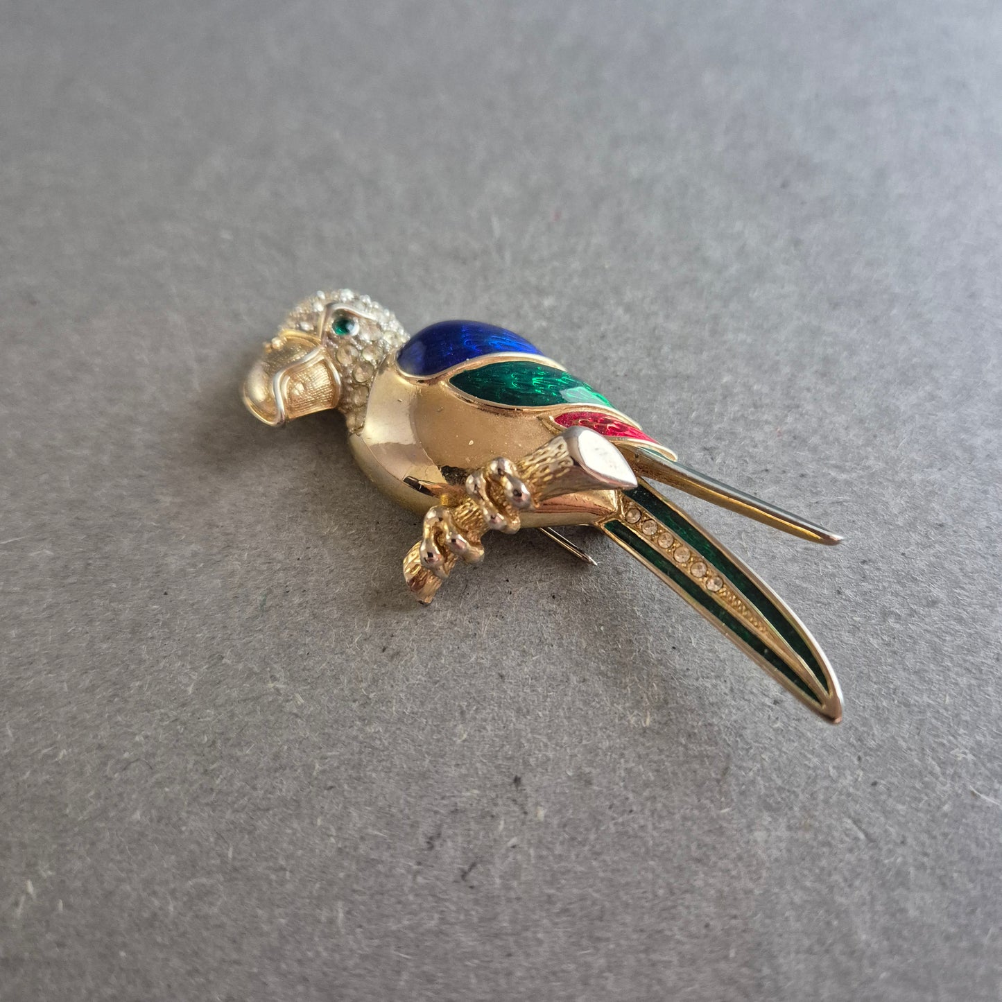 Papagei-Brosche bunt emailliert & Strass