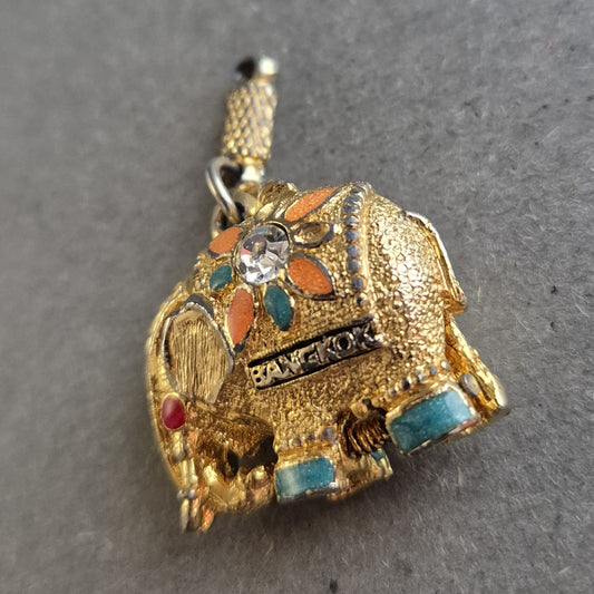 Vintage Anhänger Elefant „Bangkok“ vergoldet
