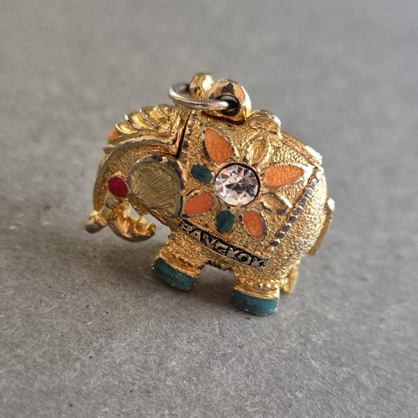 Vintage Anhänger Elefant „Bangkok“ vergoldet