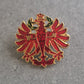 Pins Brosche Roter Adler mit Krone – Emaille Vintage-Look