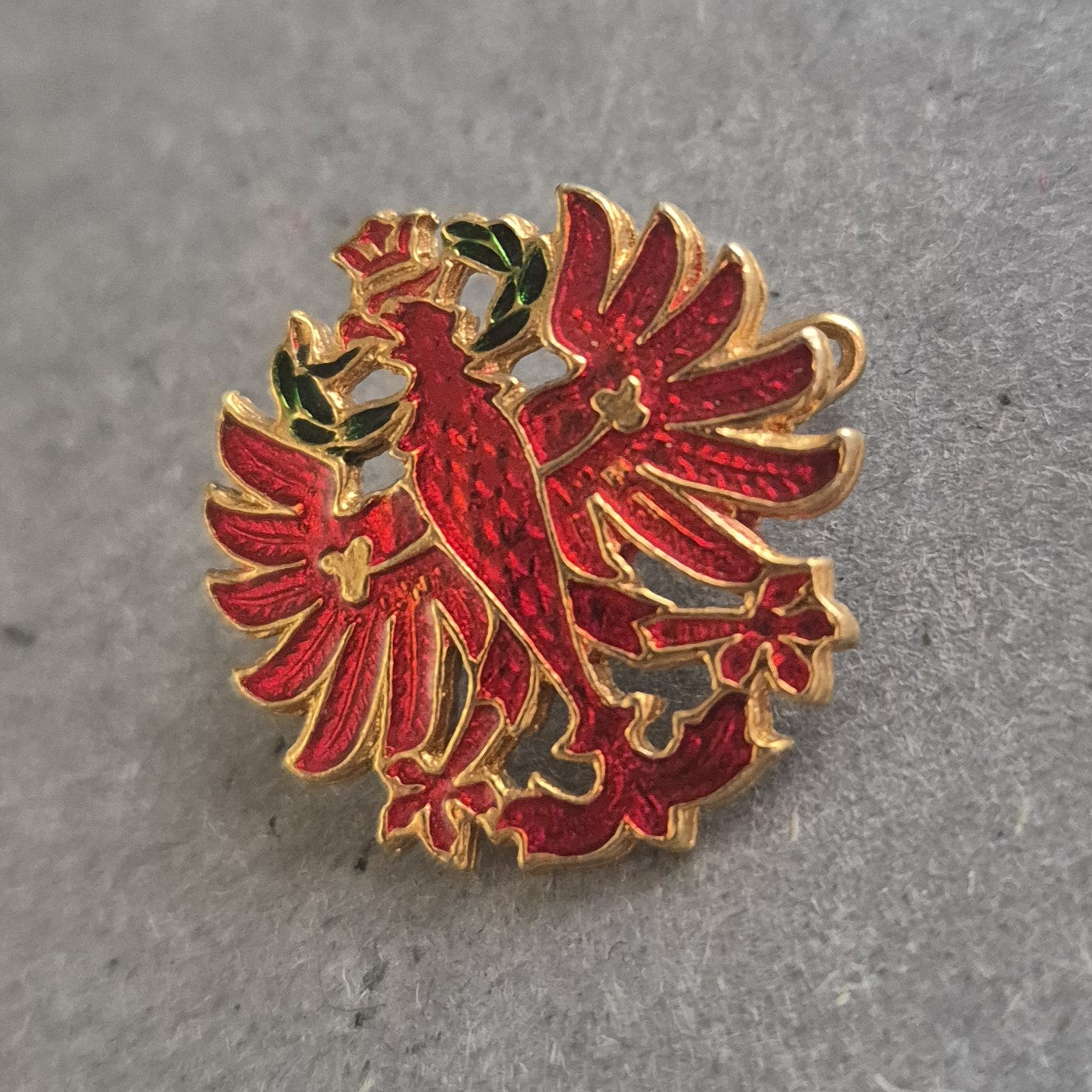 Pins Brosche Roter Adler mit Krone – Emaille Vintage-Look