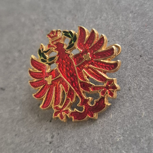 Pins Brosche Roter Adler mit Krone – Emaille Vintage-Look