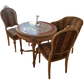 Salon-Ensemble im Louis-Seize-Stil Tisch mit Glasplatte 2 Stühle 1 Sessel
