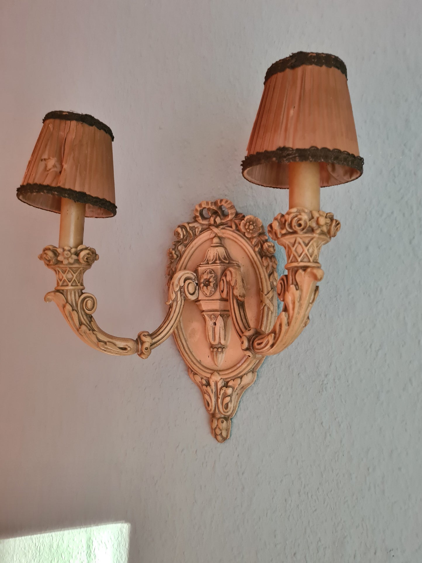 2 Wandlampen Holz mit Schirm Antik Lampe Set 40cm