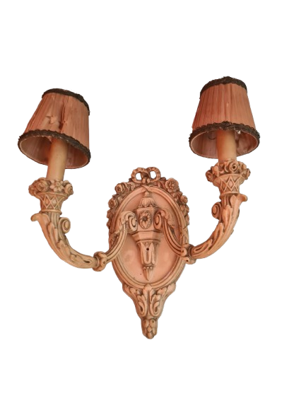 2 Wandlampen Holz mit Schirm Antik Lampe Set 40cm