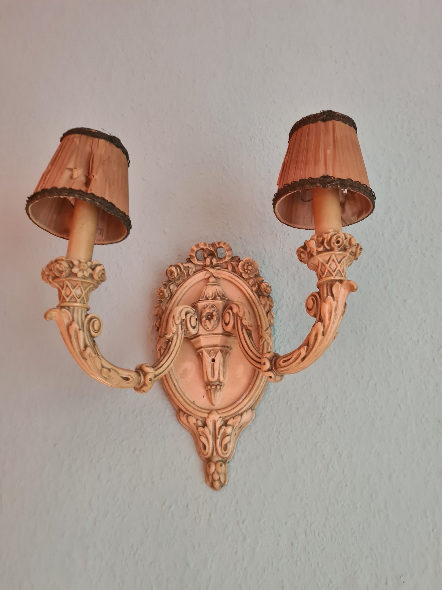 2 Wandlampen Holz mit Schirm Antik Lampe Set 40cm