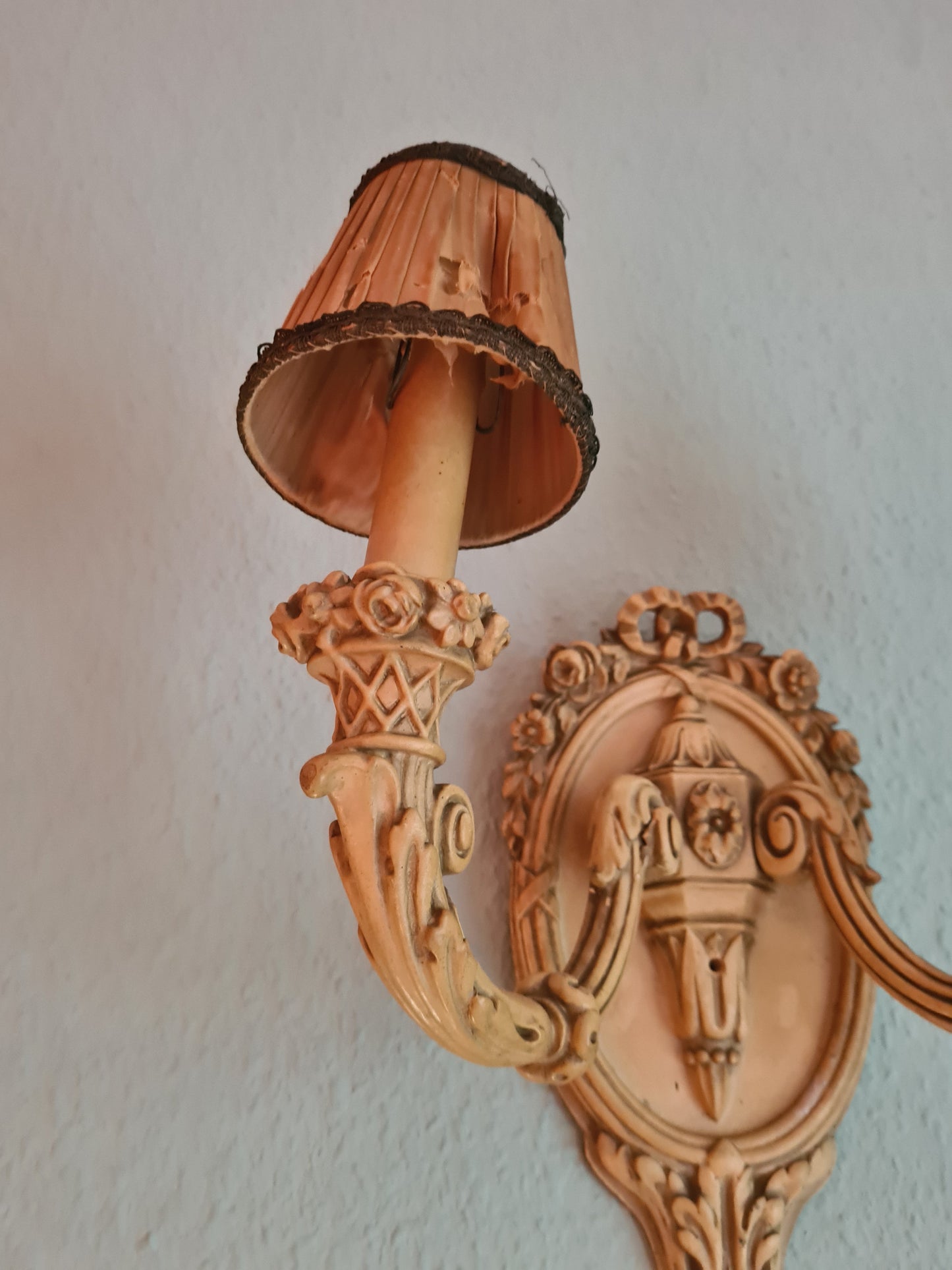 2 Wandlampen Holz mit Schirm Antik Lampe Set 40cm