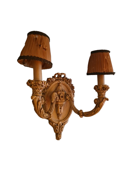 2 Wandlampen Holz mit Schirm Antik Lampe Set 40cm