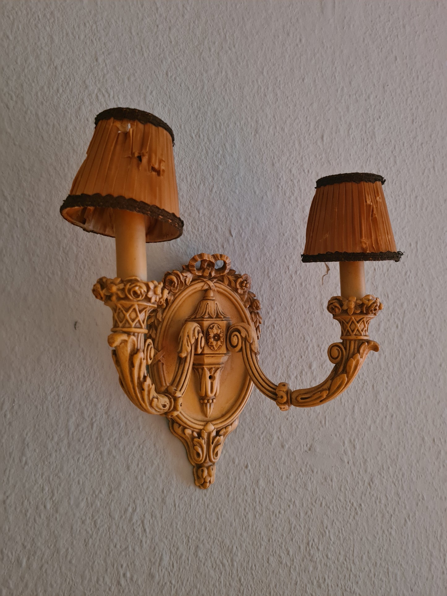 2 Wandlampen Holz mit Schirm Antik Lampe Set 40cm