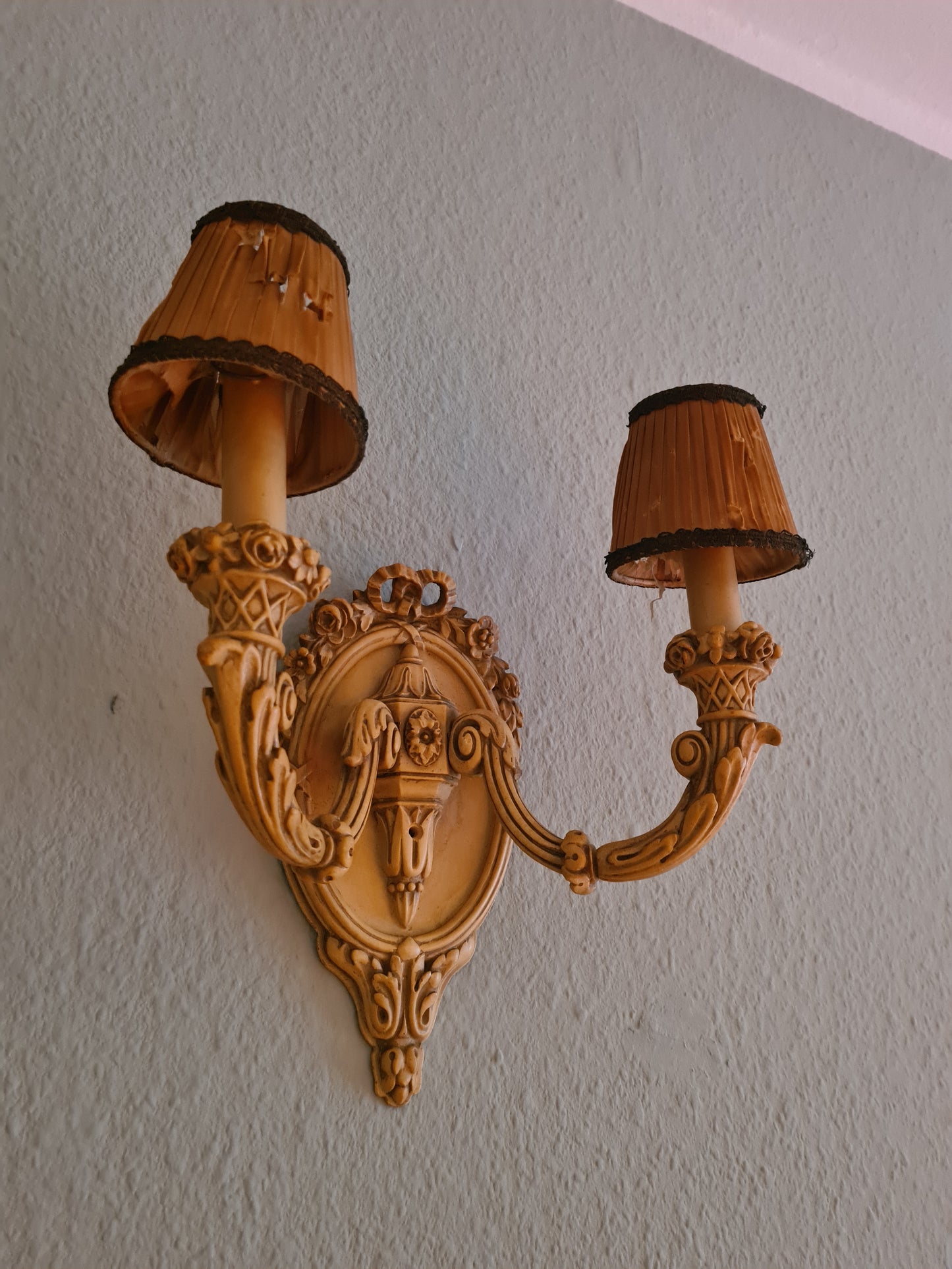 2 Wandlampen Holz mit Schirm Antik Lampe Set 40cm