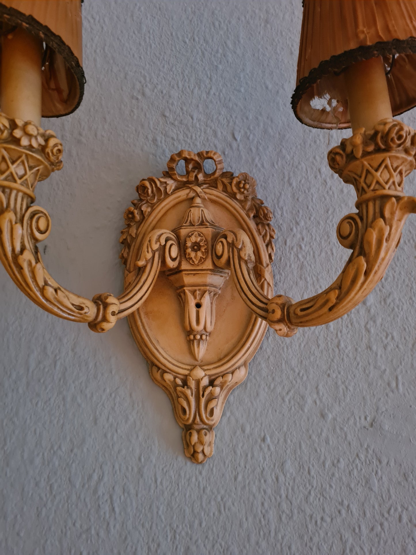 2 Wandlampen Holz mit Schirm Antik Lampe Set 40cm