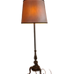 Antike Stehlampe mit bronzefarbenem Fuß Stoffschirm 165cm