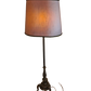 Antike Stehlampe mit bronzefarbenem Fuß Stoffschirm 165cm