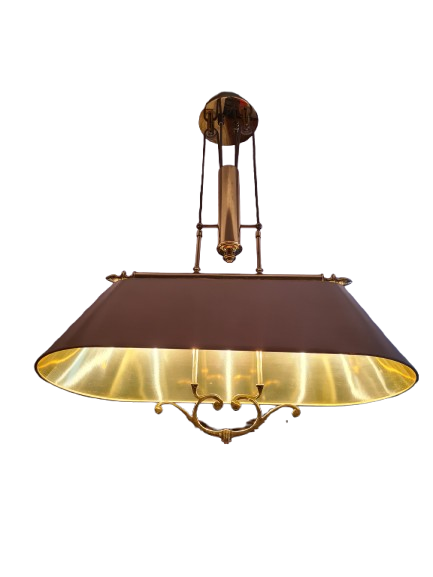 Elegante Deckenlampe Seilzug Lampe Messing  Goldfarbe 110cm