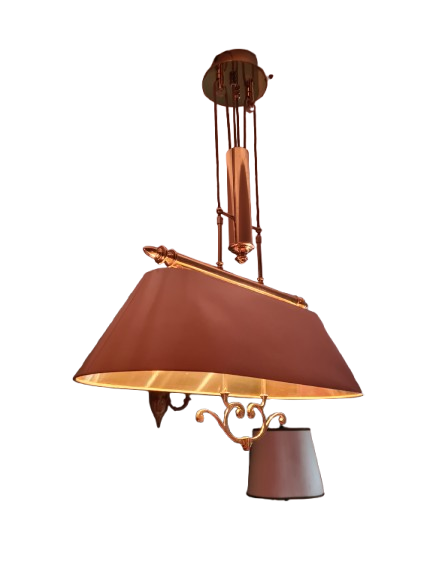 Elegante Deckenlampe Seilzug Lampe Messing  Goldfarbe 110cm