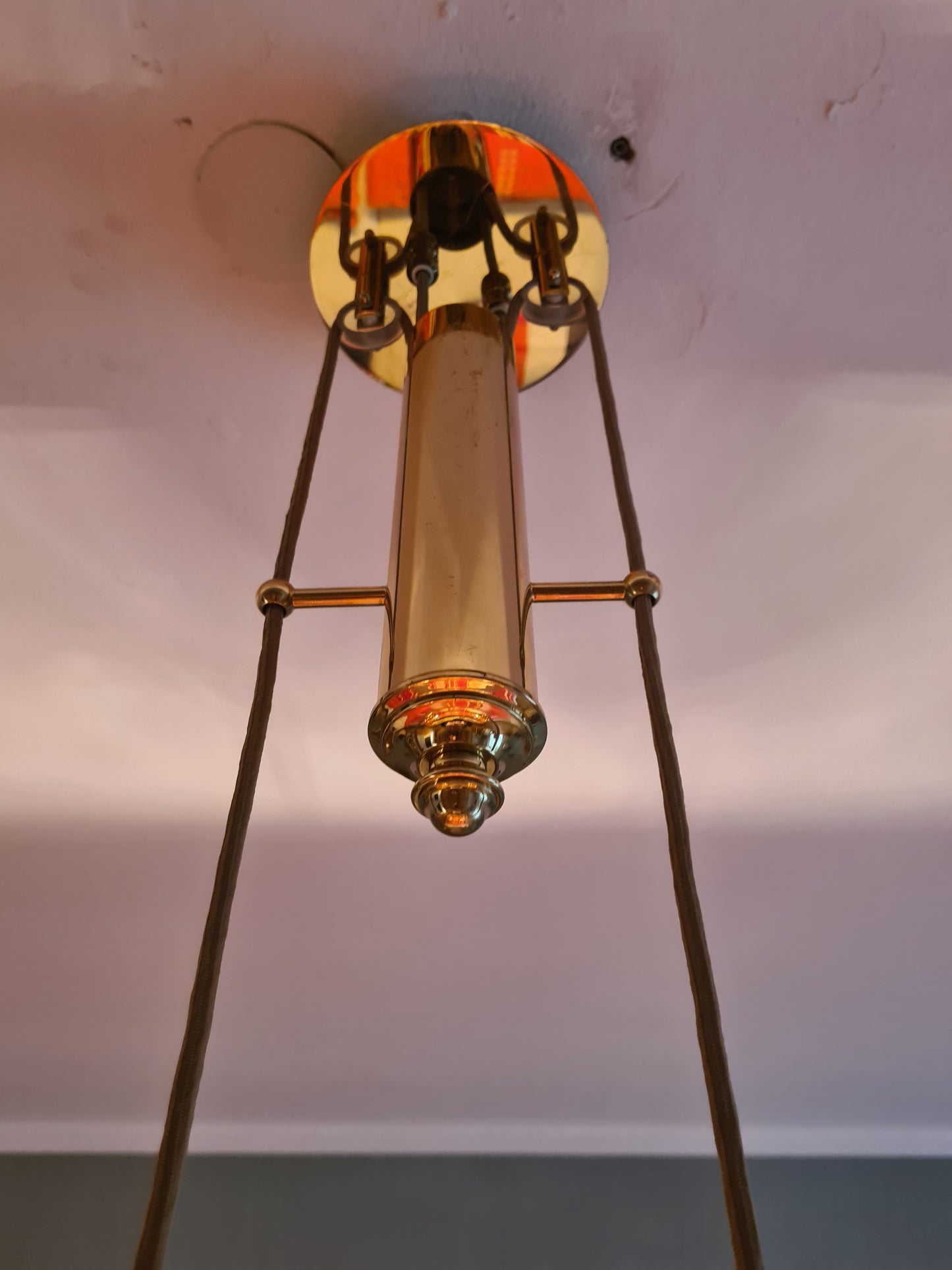 Elegante Deckenlampe Seilzug Lampe Messing  Goldfarbe 110cm