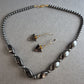 Hämatit-Schmuckset mit Kette & geometrischen Ohrringen