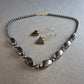 Hämatit-Schmuckset mit Kette & geometrischen Ohrringen