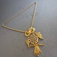 Vergoldete Eulen-Halskette mit Strass – Vintage-Schmuck mit Charakter