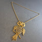 Vergoldete Eulen-Halskette mit Strass – Vintage-Schmuck mit Charakter