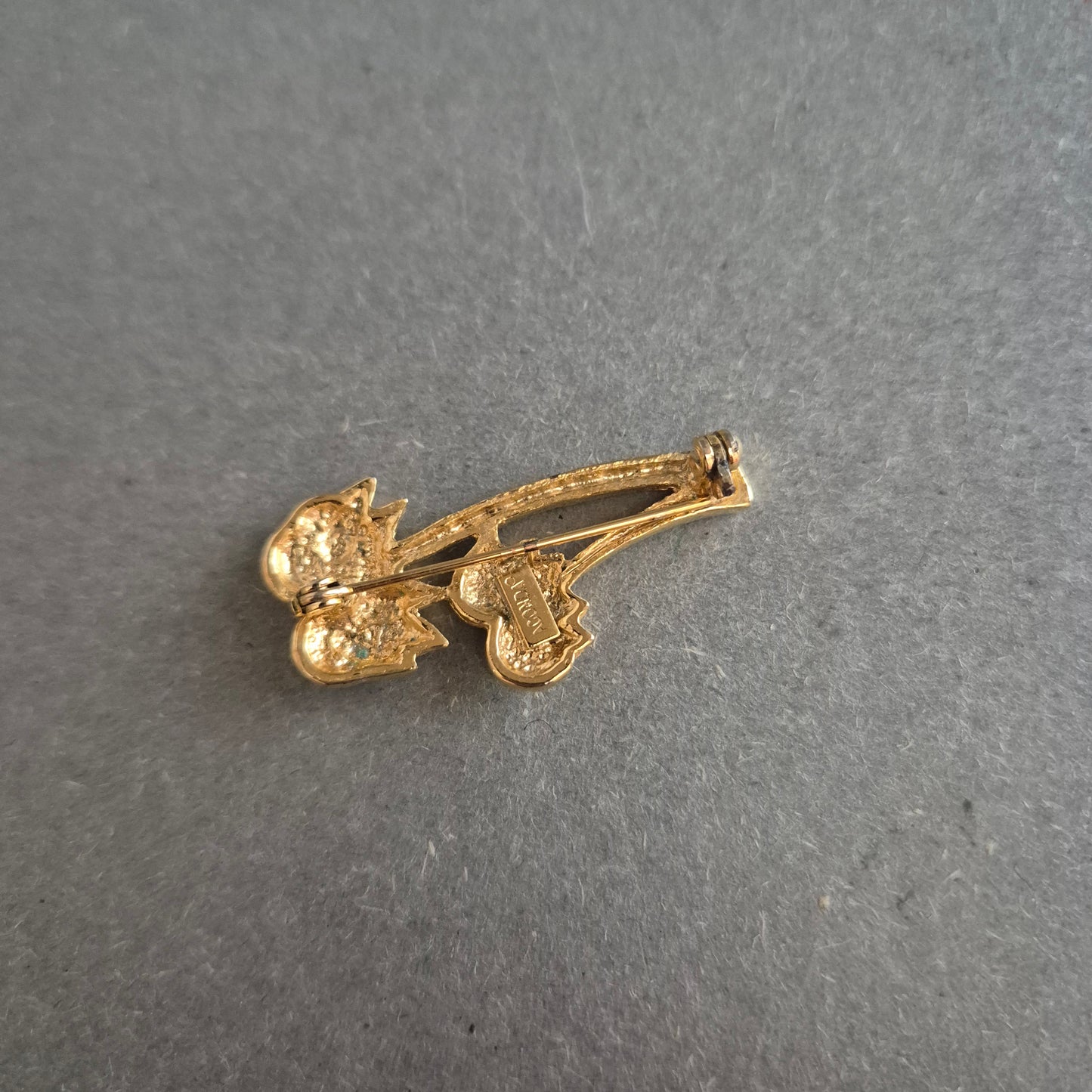 Vergoldete Palmen-Brosche mit bunten Strasssteinen – Tropischer Retro-Look