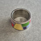 Breiter Edelstahlring mit bunter Emaille – Geometrischer Pop-Art-Stil