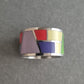 Breiter Edelstahlring mit bunter Emaille – Geometrischer Pop-Art-Stil