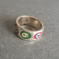 Breiter Emaille-Ring mit buntem Kreismuster – Retro-Look mit Charakter