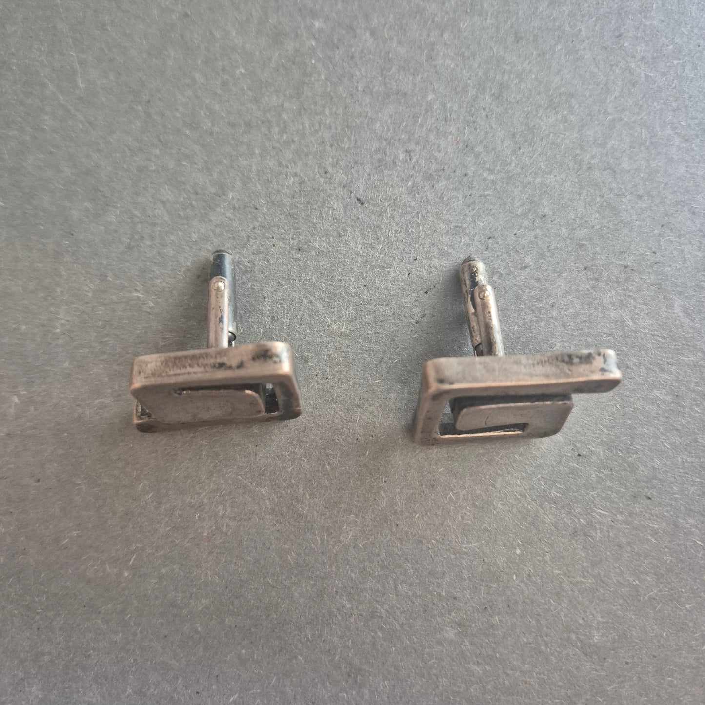 Vintage Manschettenknöpfe aus Silber – Geometrisches Mid-Century Design